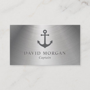 Boat Captain Anchor Metallic  Business Card