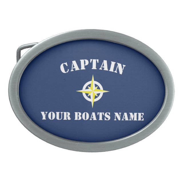 Boat captain and ships compass belt buckle (Front)