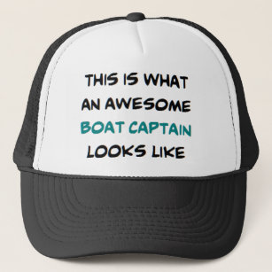 Custom boat captain hat with shark logo, Zazzle