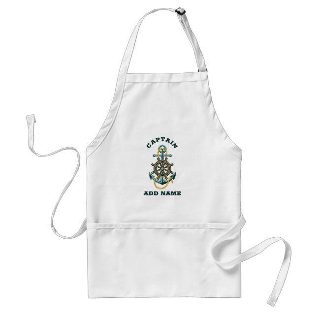 Boat Captain Custom Name Anchor BBQ Adult Apron (Front)