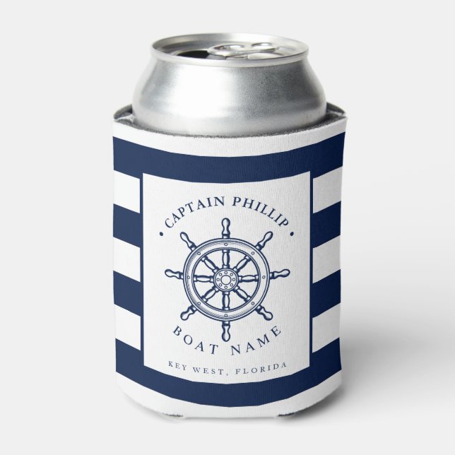 Boat Captain Custom Name Can Cooler (Can Front)