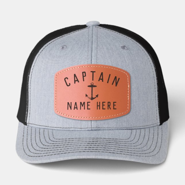 Boat Captain Custom Name Hat Boating Anchor (Front)