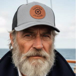 Boat Captain Custom Name Leather Patch Hat