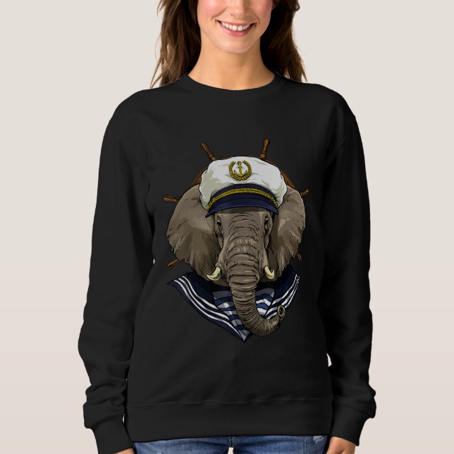 Boat Captain Elephant Boat  Boat Owners Sailor Wil Sweatshirt (Front)