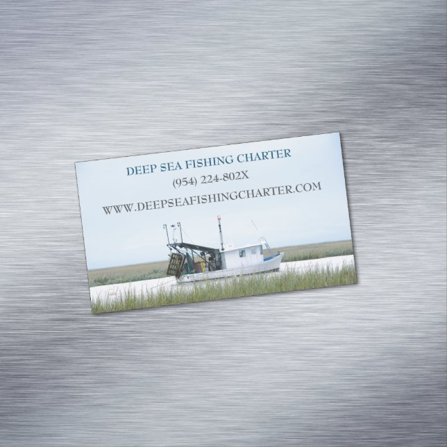 Boat Captain Fishing Charter  Business Card Magnet (In Situ)