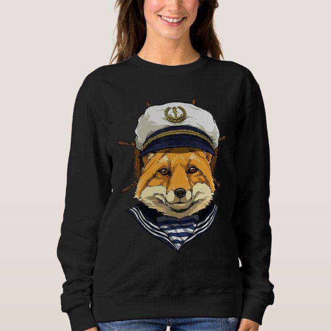 Boat Captain Fox Boat  Boat Owners Sailor Fox Sweatshirt (Front)