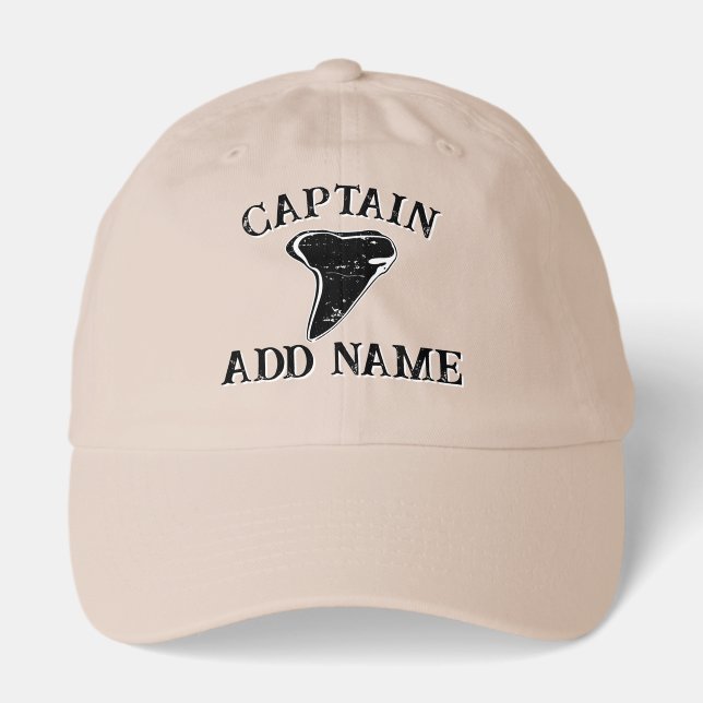 Boat captain hat with vintage shark tooth logo (Front)