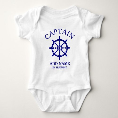 Boat Captain In Training Personalize Name Light Baby Bodysuit
