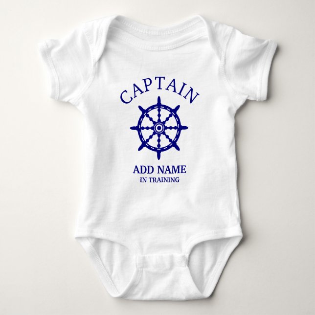 Boat Captain In Training (Personalize Name) Light Baby Bodysuit (Front)