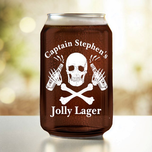 Boat Captain Jolly Lager Custom Beer Pirate White Can Glass (Creator Uploaded)