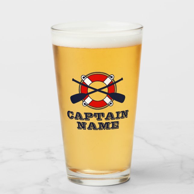 Boat captain name beer glass gift for sailor (Front Filled)
