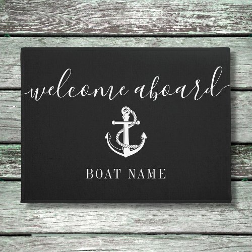 Boat Captain Name Nautical Anchor Black And White Doormat