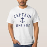 Boat Captain Name Nautical Anchor Navy Blue T-Shirt