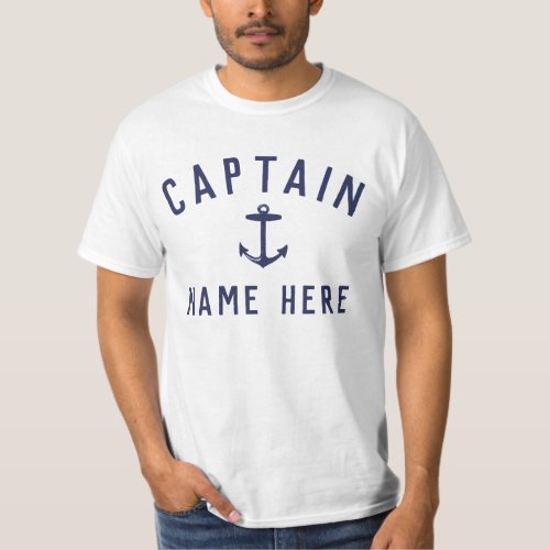 Boat Captain Name Nautical Anchor Navy Blue T_Shirt