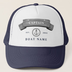 Boat captain nautical anchor name personalized trucker hat