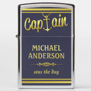 Boat Captain Nautical Gold Anchor   Custom Name Zippo Lighter