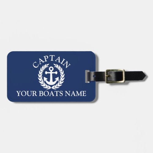 Boat captain nautical ships anchor luggage tag