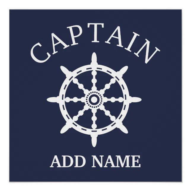 Captain Initials Boat Captain (Personalize Captain's Name) Poster | Zazzle