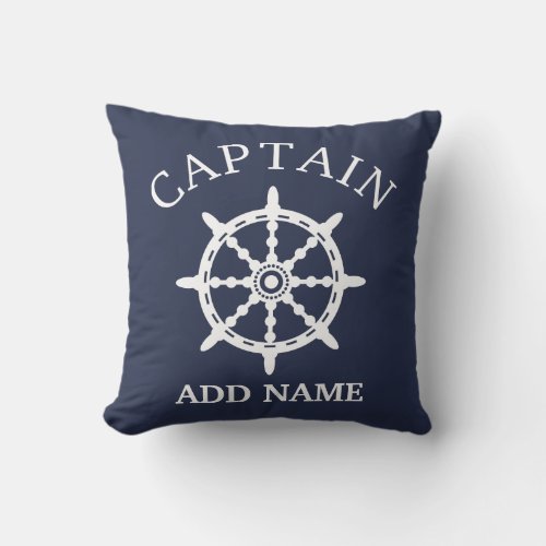 Boat Captain Personalize Captains Name Throw Pillow