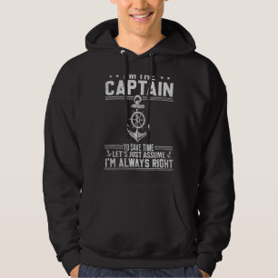 Boat Captain Pontoon Captain Dad Papa Men Father Hoodie