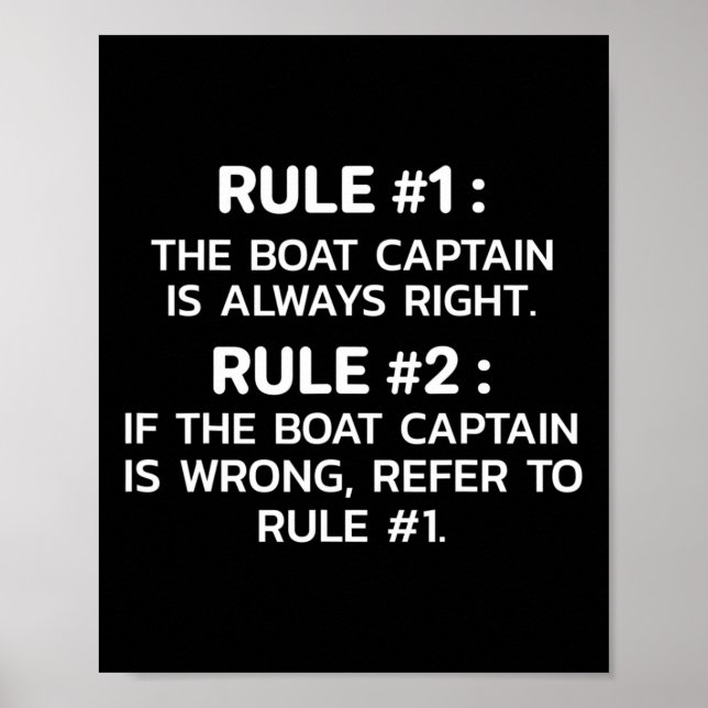 Boat Captain Rules Funny Boating  Poster (Front)