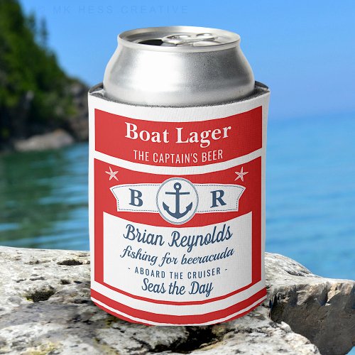 Boat Captain Ship Anchor Boat Lager Beer  Custom  Can Cooler