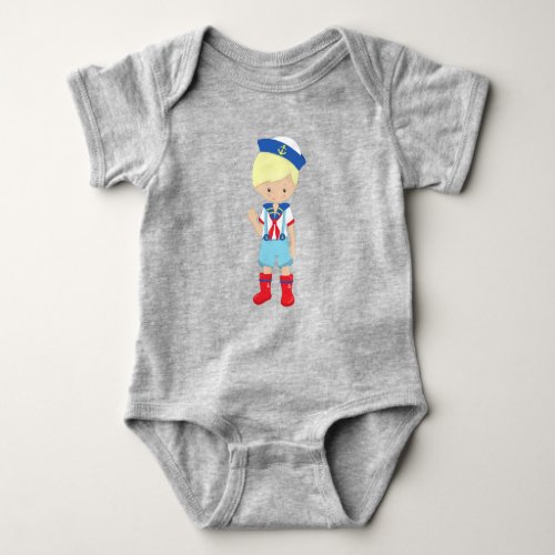 Boat Captain Skipper Blond Hair Cute Boy Baby Bodysuit