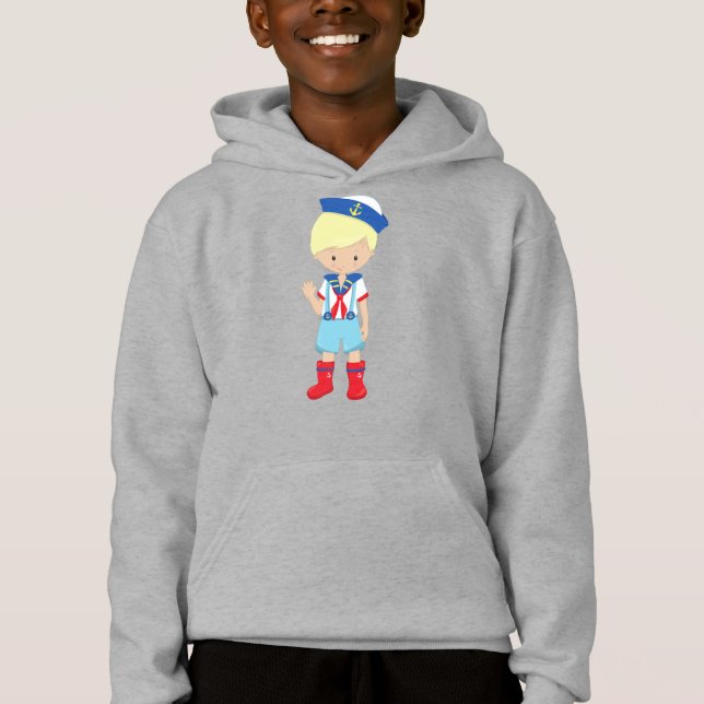 Boat Captain, Skipper, Blond Hair, Cute Boy Hoodie (Front)
