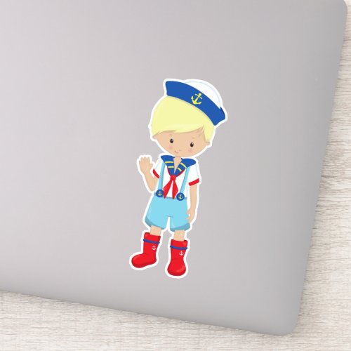 Boat Captain Skipper Blond Hair Cute Boy Sticker