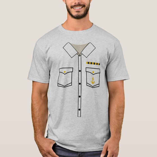 Boat Captain Uniform Costume   Halloween  T-Shirt (Front)