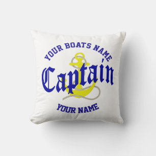 Boat Captain with anchor Throw Pillow