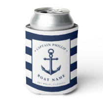 Boat Captain's Anchor Custom Name Can Cooler Boat Captain's Anchor Custom Name Can Cooler