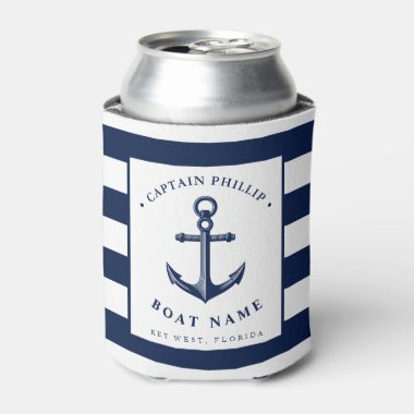 Boat Captain's Anchor Custom Name Can Cooler
