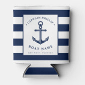 Boat Captain's Anchor Custom Name Can Cooler (Front)