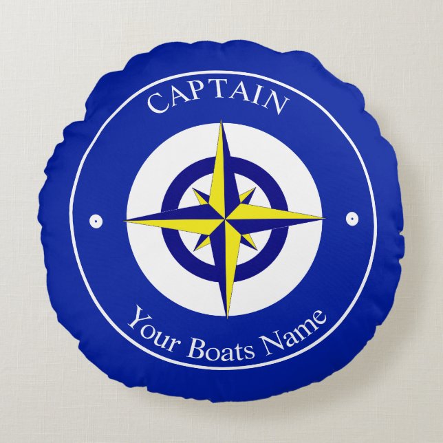 Boat captains nautical round pillow (Front)