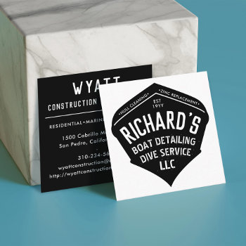 Boat Cleaning Detailing Marine Service Industry Square Business Card by beckynimoy at Zazzle