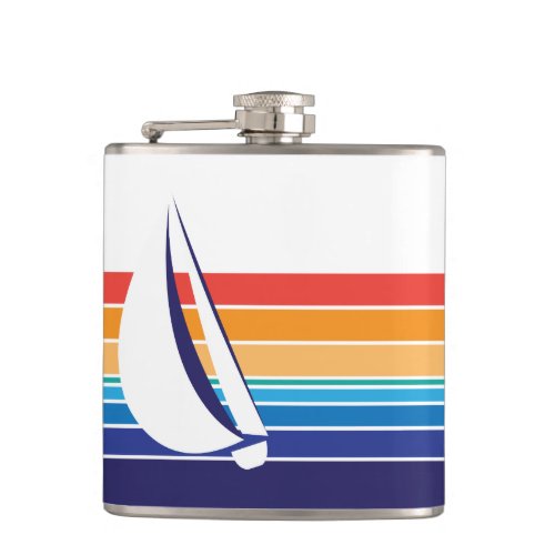 Boat Color Square_horizontal hues_custom designed Hip Flask