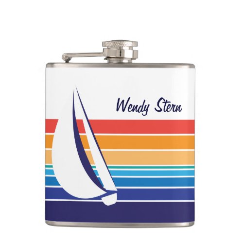 Boat Color Square_horizontal hues_personalized Hip Flask