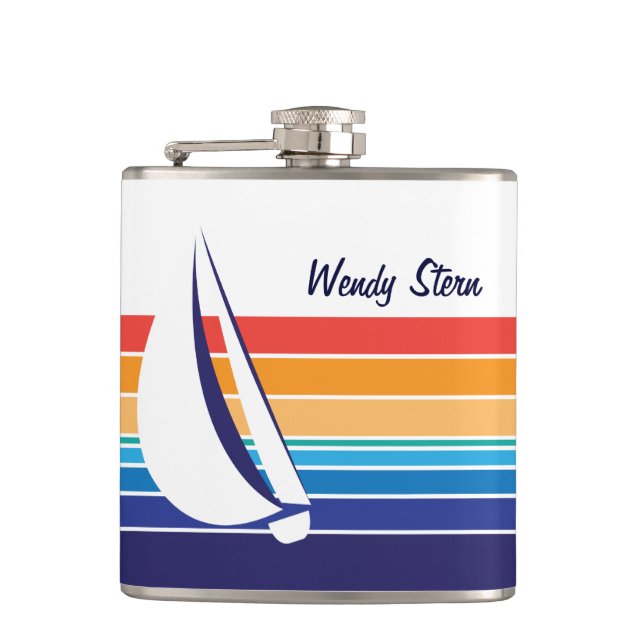 Boat Color Square_horizontal hues_personalized Hip Flask (Front)