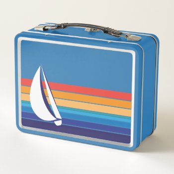 Boat Color Square_horizontal Hues_rainbow Sunset Metal Lunch Box by FUNauticals at Zazzle