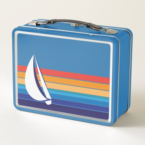 Boat Color Square_horizontal hues_rainbow sunset Metal Lunch Box