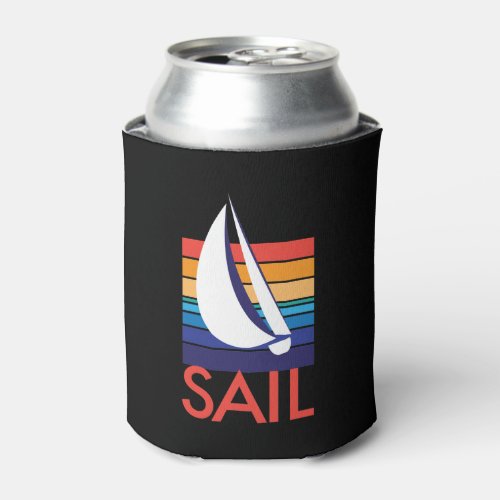 Boat Color Square_ocean_to_sunset_SAIL_on black Can Cooler