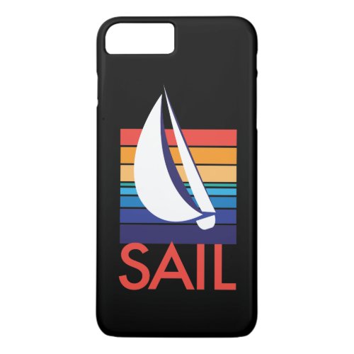 Boat Color Square_ocean_to_sunset_SAIL_on black iPhone 8 Plus7 Plus Case