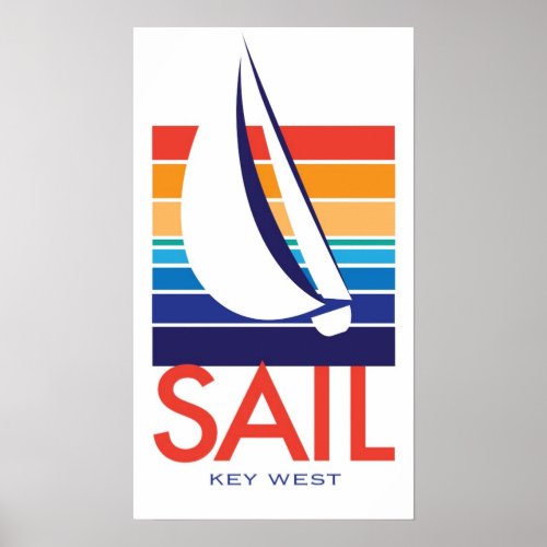 Boat Color Square_SAIL Key West poster