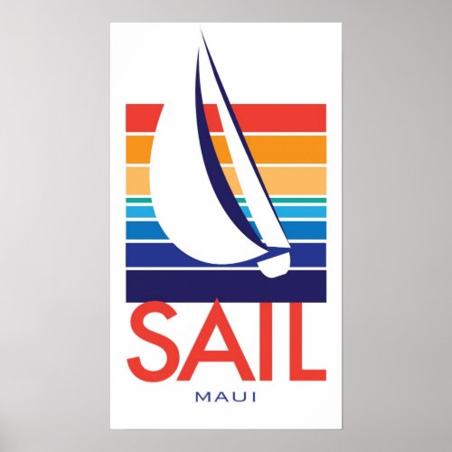 Boat Color Square_SAIL Maui poster