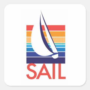 Boat Color Square_Sail_ocean-to-sunset Square Sticker