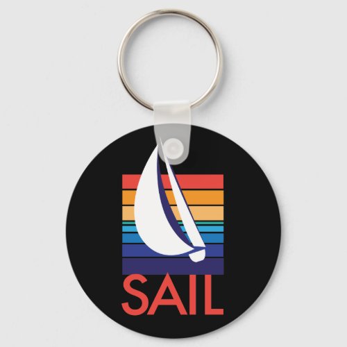 Boat Color Square_Sail_on black keychain