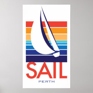 Boat Color Square_SAIL Perth poster