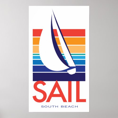 Boat Color Square_SAIL South Beach Poster