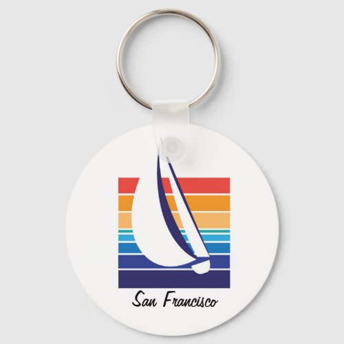 Boat Color Square_San Francisco keychain